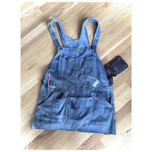 Vintage distressed denim tool apron workwear with accessories